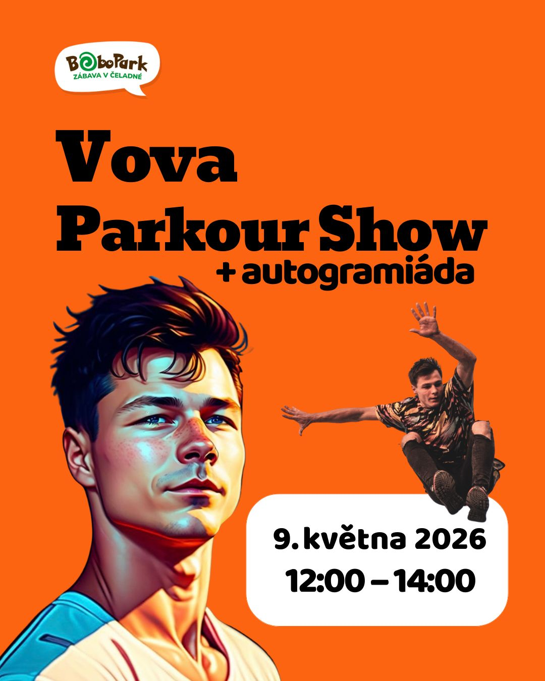 Parkourová show Vovy a autogramiáda v BoboParku