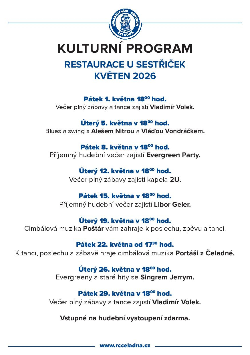 Kulturní program restaurace U Sestřiček